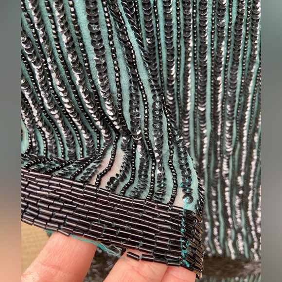 Cocktail Dress Blouson Black/Green Embellished - Picture 11 of 15